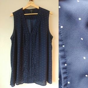 GNW Sheer Navy Polka Dot Tank